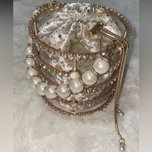 Elegant Gold and Pearl Women's Bag